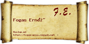 Fogas Ernő névjegykártya